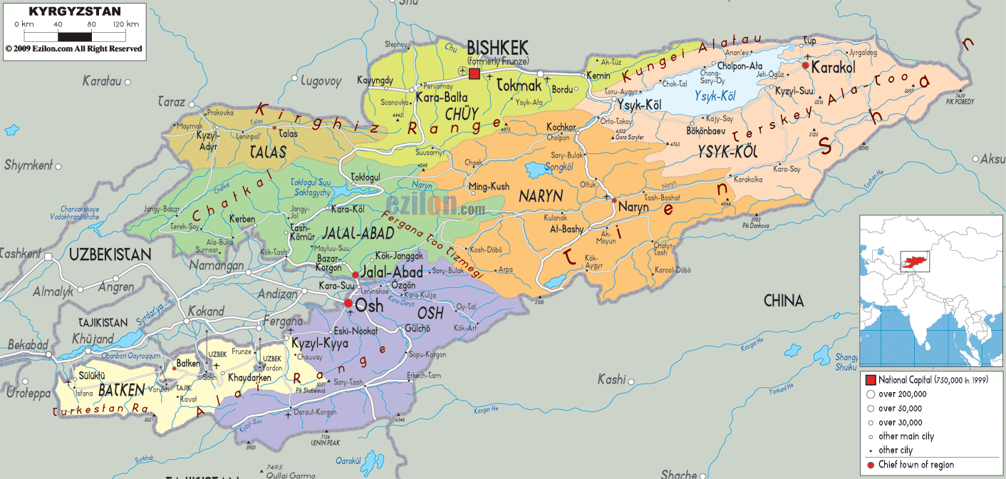 political map of kyrgystan